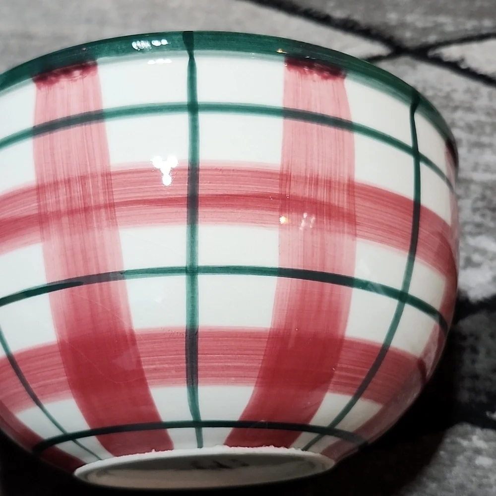 VINTAGE HTF BATH & BODY WORKS 90'S PLAID MADE-IN-ITALY DECORATIVE BOWL